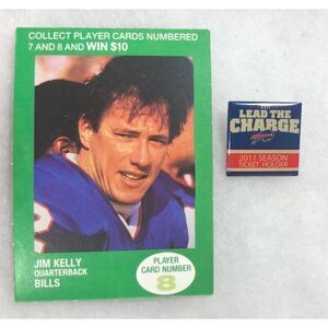 Buffalo Bills Jim Kelly BP Card & 2011 Lead the Charge Season Ticket Pin